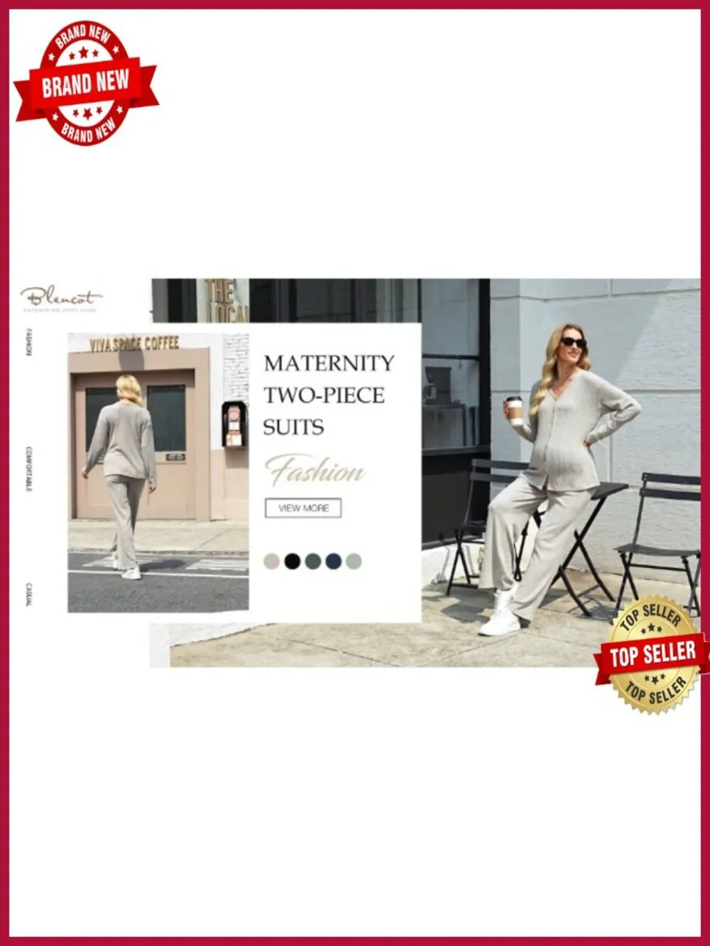 Maternity Lounge Set 2 Piece Long Sleeve Top Pants with Pockets Nursing Pajamas